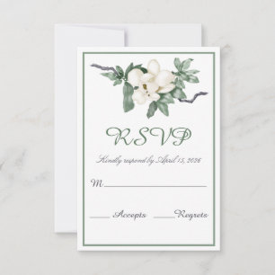 Elegante White Magnolia Blossom Hochzeit RSVP Karte