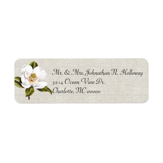 Elegante White Magnolia & Linen Rückkehr (Vorne)