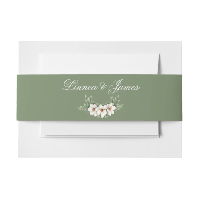 Elegante White Magnolia Winter Wedding Pine Tree Einladungsbanderole (Vorderseite Beispiel)