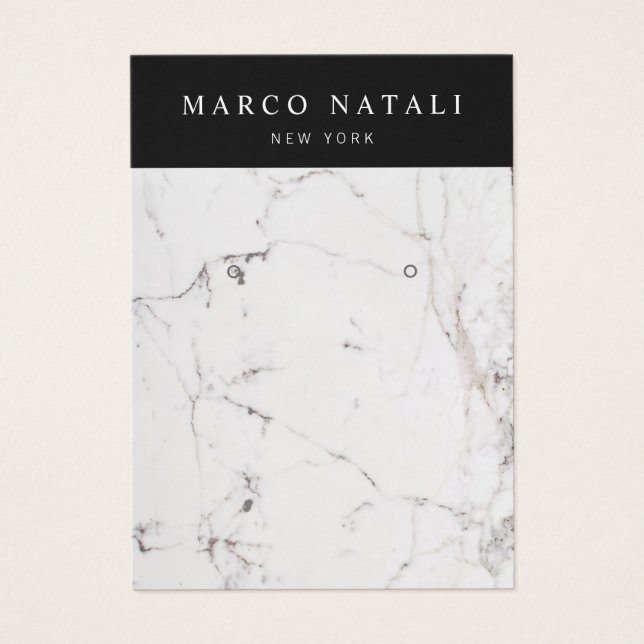 Elegante White Marble Earring Display Card (Vorderseite)