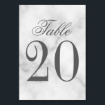 Elegante White Marble Wedding Tischnummer<br><div class="desc">Die elegante Hochzeitskarte bietet den Titel "Table" im grau-eleganten Schriftart-Stil mit Tischnummer im Schriftart mit grauem Serif auf weißem Marmorhintergrund. Auch ideal für Brautparty,  Probe-Dinner,  Geburtstagsparty,  Restaurants,  besondere Anlass Party und Veranstaltungen.</div>