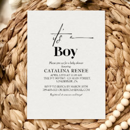 Elegante White Minimalistisch Baby Dusche Einladung