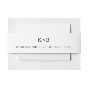 Elegante White Minimalistisch Chic Monogram Weddin Einladungsbanderole