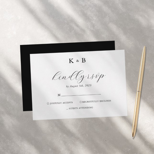 Elegante White Minimalistisch Chic Monogram Weddin RSVP Karte (Von Creator hochgeladen)