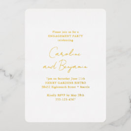 Elegante White Minimalistisch Engagement Party Gol Folieneinladung