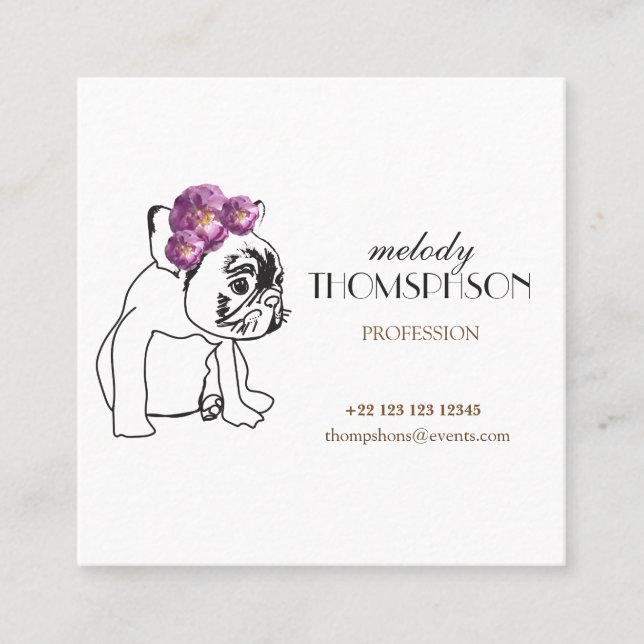 Elegante White Modern Art Square Business Card Quadratische Visitenkarte (Vorderseite)