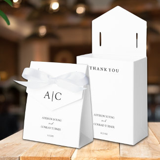 Elegante White Monogram Wedding Geschenkschachtel