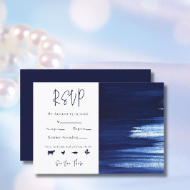 Elegante White & Navy Wasserfarbenmalerei Wash Hoc RSVP Karte