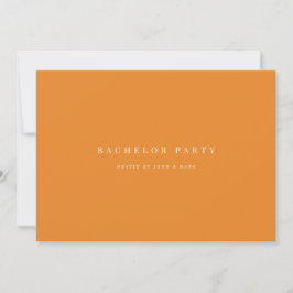 Elegante White & Orange Bachelor Party Einladung