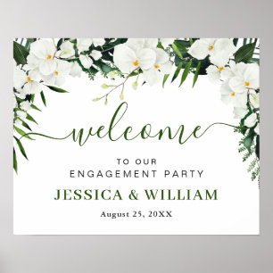 Elegante White Orchid ENGAGEMENT PARTY Begrüßungsz Poster