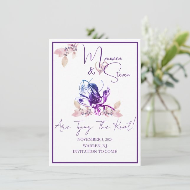 Elegante White Orchid Save the Date Wedding Card Einladung (Stehend Vorderseite)
