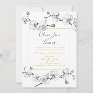 Elegante White Orchid Stilvolle Moderne Einfache H Einladung