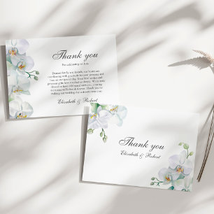 Elegante White Orchid Wedding Dankeschön Card Dankeskarte