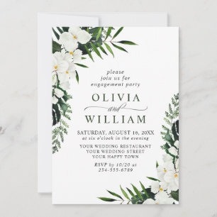 Elegante White Orchids Bohemisch ENGAGEMENT PARTY Einladung