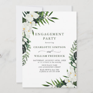 Elegante White Orchids Bohemisch ENGAGEMENT PARTY Einladung
