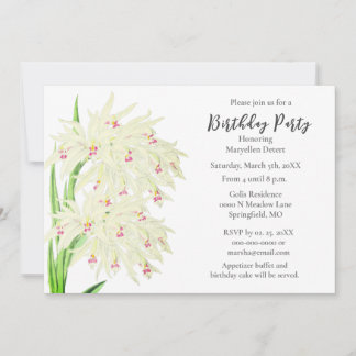 Elegante White Orchids Geburtstagsparty für sie Einladung