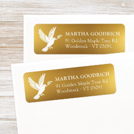 Elegante White Peace Dove Gold Foil Rücksendeadres
