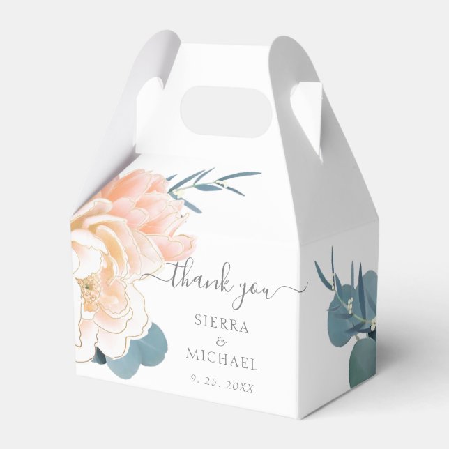 Elegante White Peach Cream Floral Wedding Geschenkschachtel (Vorderseite)
