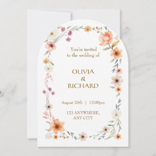 Elégante White & Peach Floral invitations de maria
