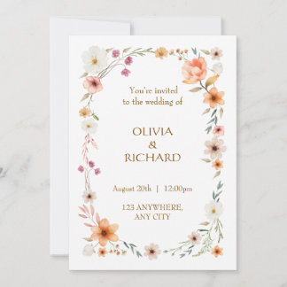 Elégante White & Peach Floral invitations de maria