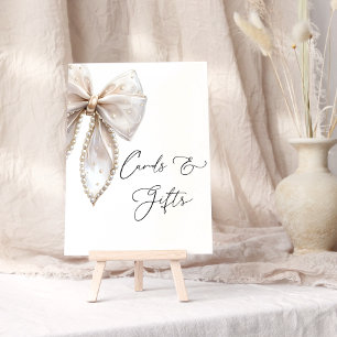 Elegante White Pearl Bow Cards und Geschenke Poster