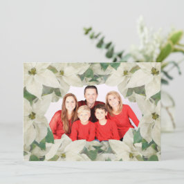 Elegante White Poinsettia Garden Flat Foto Card Einladung