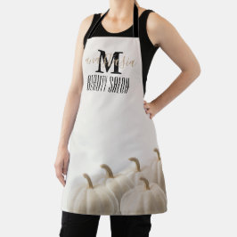 Elegante White Pumpkin Beauty Salon Monogram Schür Schürze