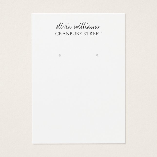 Elegante White Red Minimal Earring Display Card (Vorderseite)