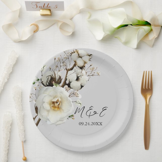 Elegante White Rose Florals Wedding Paper Teller (Hochzeit)