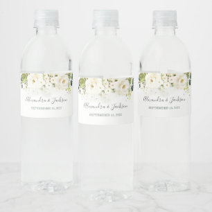 Elegante White Rose & Gold Cursive Wedding