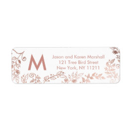 Elegante White Rose Gold Floral Address Labels