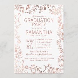 Elegante White Rose Gold Floral Graduation Party Einladung