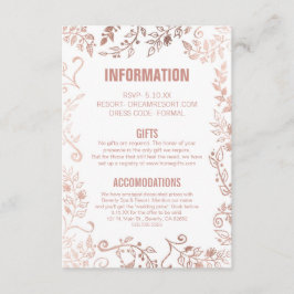 Elegante White Rose Gold Floral Wedding Begleitkarte