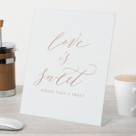 Elegante White Rose Gold Liebe ist süße Hochzeit Sockelschild