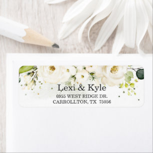 Elegante White Rose & Gold Moderne Schriftart-Adre
