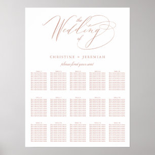 Elegante White Rose Gold Script Hochzeitssitze Poster