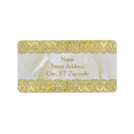 Elegante White Rose mit Gold Lace Wedding Address Adressaufkleber