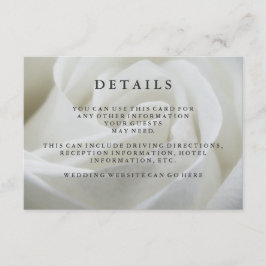Elegante White Rose Wedding Gästedaten Begleitkarte