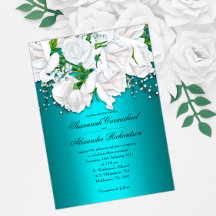 Elegante White Roses auf der Aqua Wedding Einladun