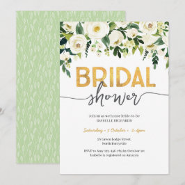 Elegante White Roses Bridal Dusche Einladung