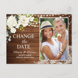 Elegante White Roses Lace Rustikale Hochzeit aufge Postkarte