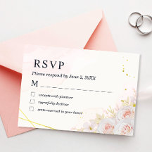 Elegante White Roses Minimalistisch Wedding RSVP C