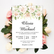 Elegante White Roses Minimalistische Engagement Pa