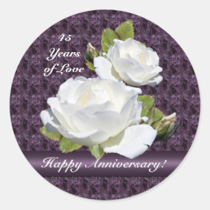Elegante White Roses Stickers zum Jubiläum