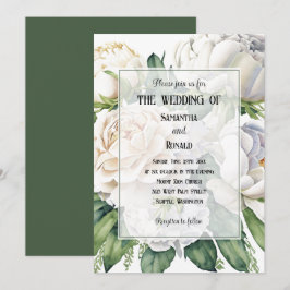 Elegante White Roses und Peonies Einladung zur Hoc