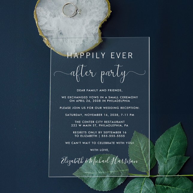 Elegante White Script Hochzeitsempfehlung Acryleinladungen (Make your day unforgettable with stunning acrylic invitations—modern, elegant, unique!)