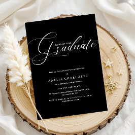 Elegante White Script Minimal Graduation Party Einladung