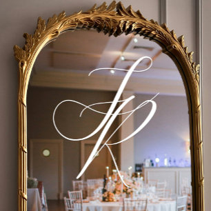 Elegante White Script Monogram Wedding Fensteraufkleber