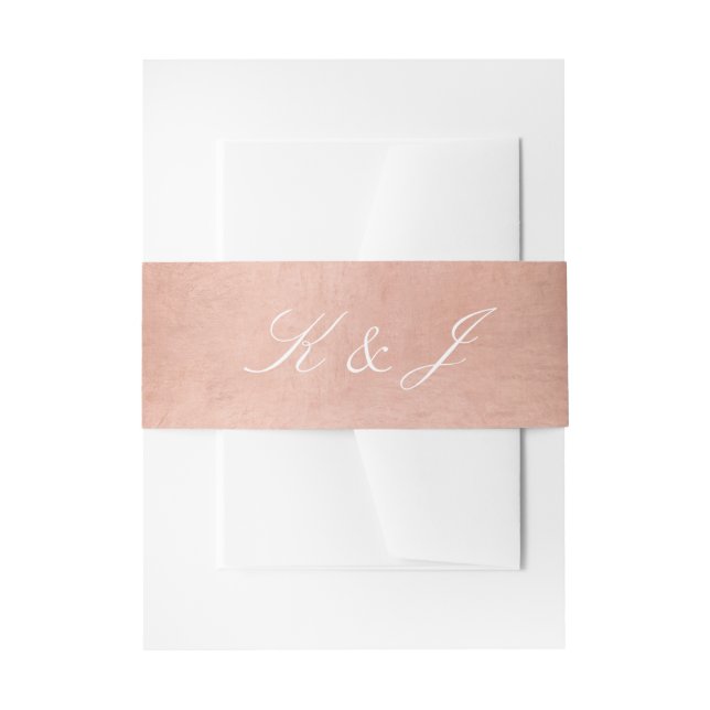 Elegante White Script Rose Gold Metallic Wedding Einladungsbanderole (Vorderseite Beispiel)