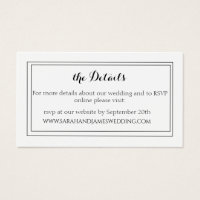 Elegante White Script Wedding Website Mini Card